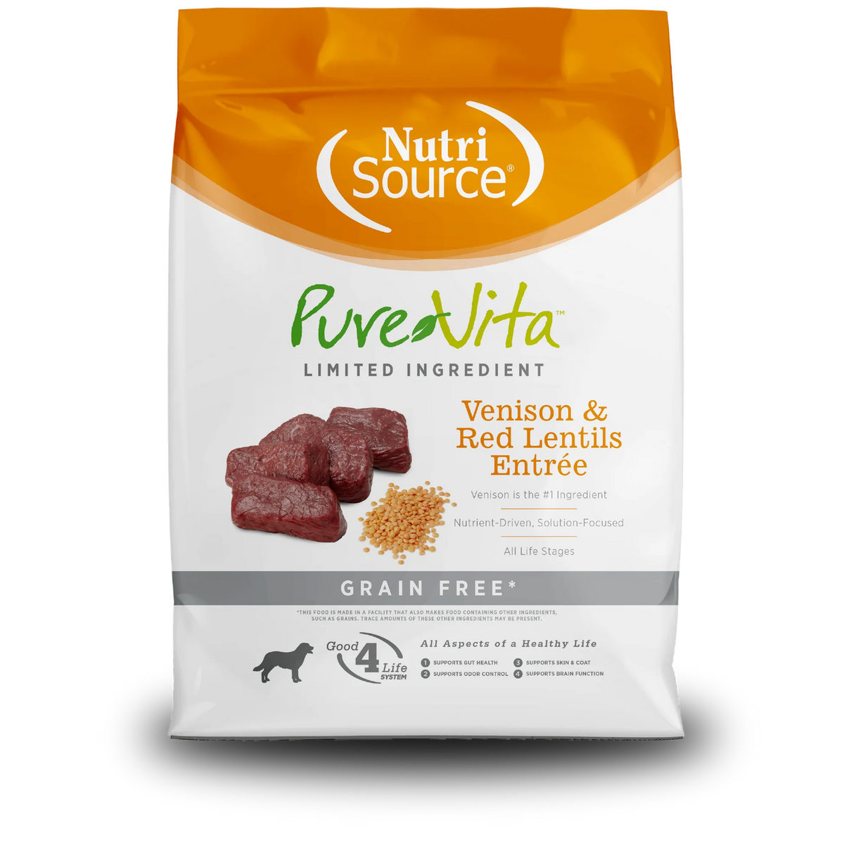 Pure Vita Grain Free Venison & Red Lentils Dog Food  12 lbs.