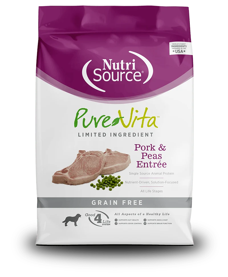 Pure Vita Grain Free Pork & Peas Dog Food  8 / 4 lbs.