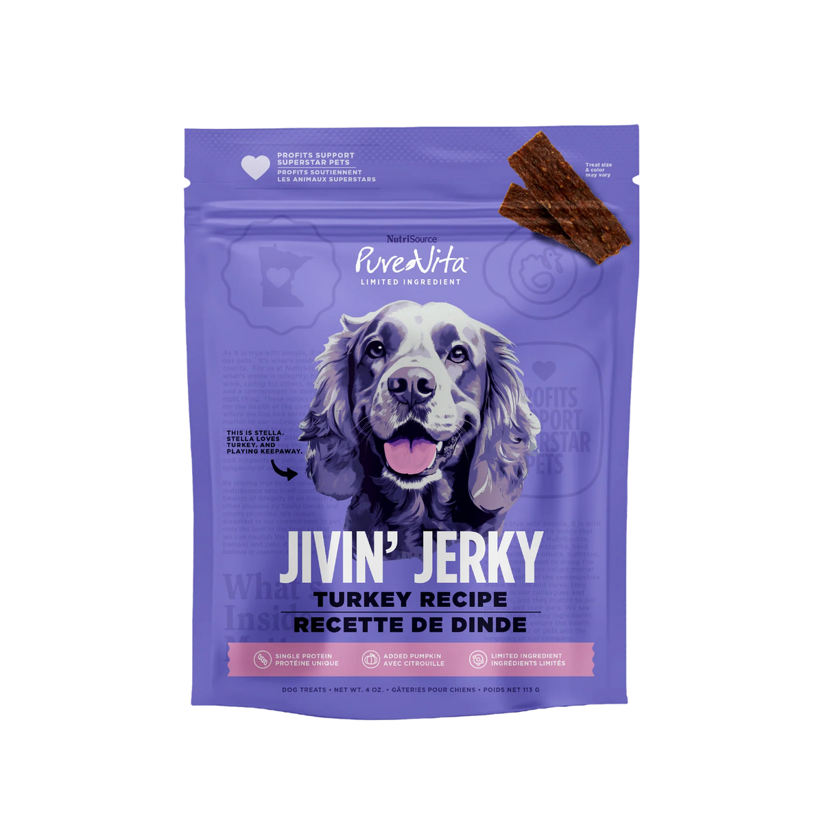 Pure Vita Turkey Dog Jivin' Jerky  12/4oz