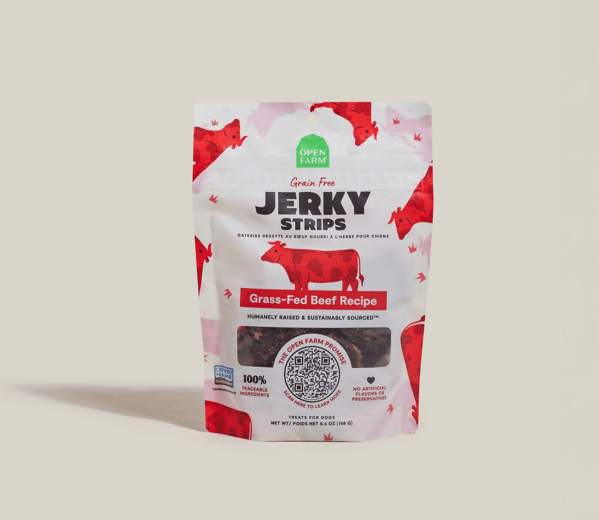 Open Farm Dog Grain Free Jerky STRP Beef 5.6 oz
