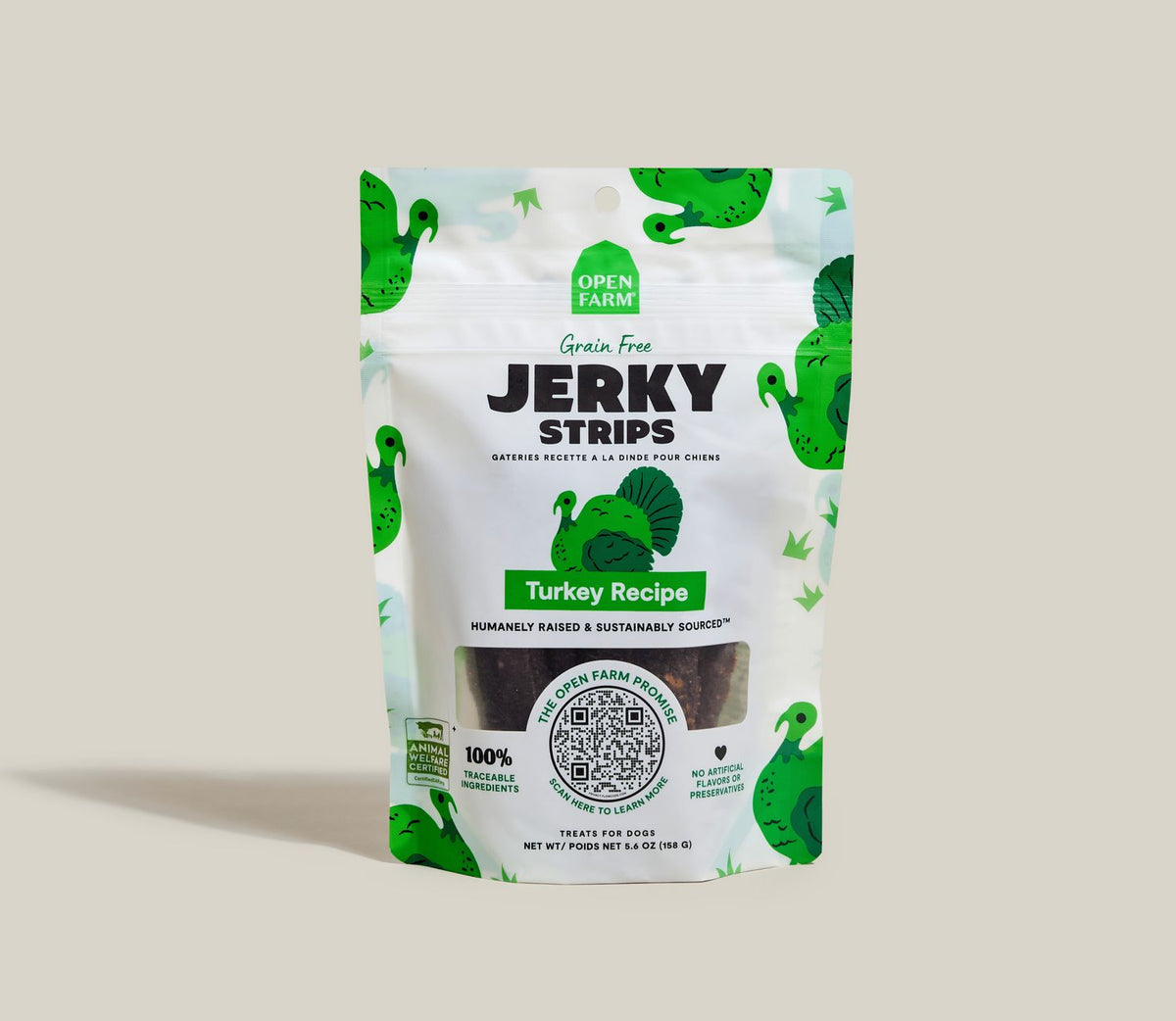 Open Farm Dog Grain Free Jerky STRP Turkey 5.6 oz