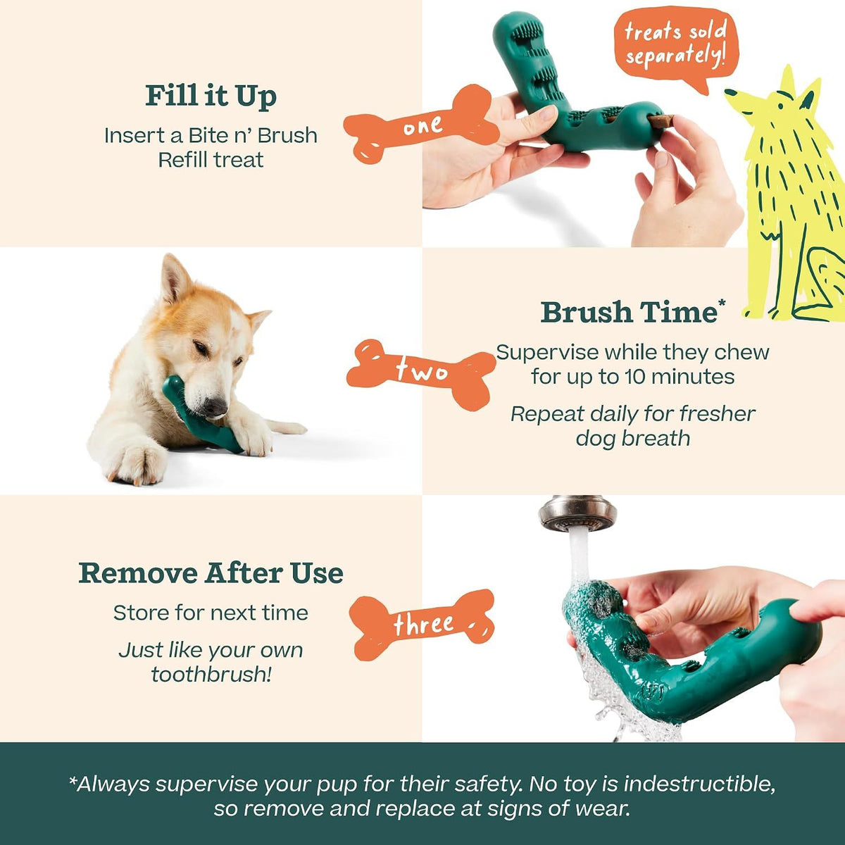 Woof Dog Brush & Bite LG