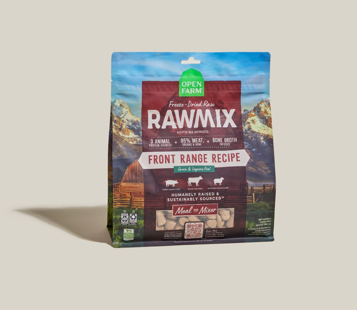 Open Farm Dog Grain Free Raw Mix Morsels FRNT 13.5 oz