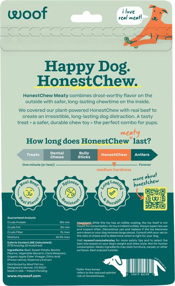 Woof Dog HonestChew Meaty Ygnawt Small