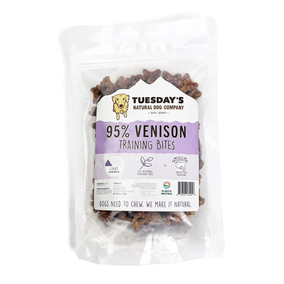 Tuesday's 95% Venison Training Bites 6oz