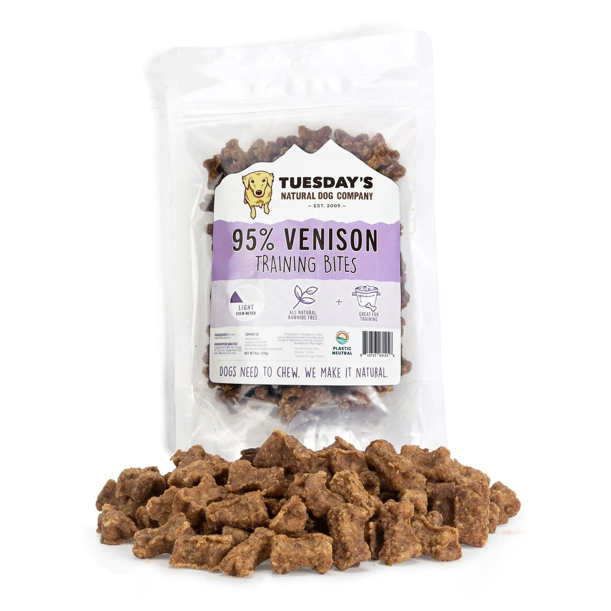 Tuesday's 95% Venison Training Bites 6oz