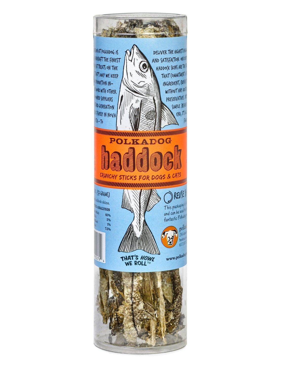 Polkadog POLKA Dog HADCK Skin Jerky 2 oz TUBE