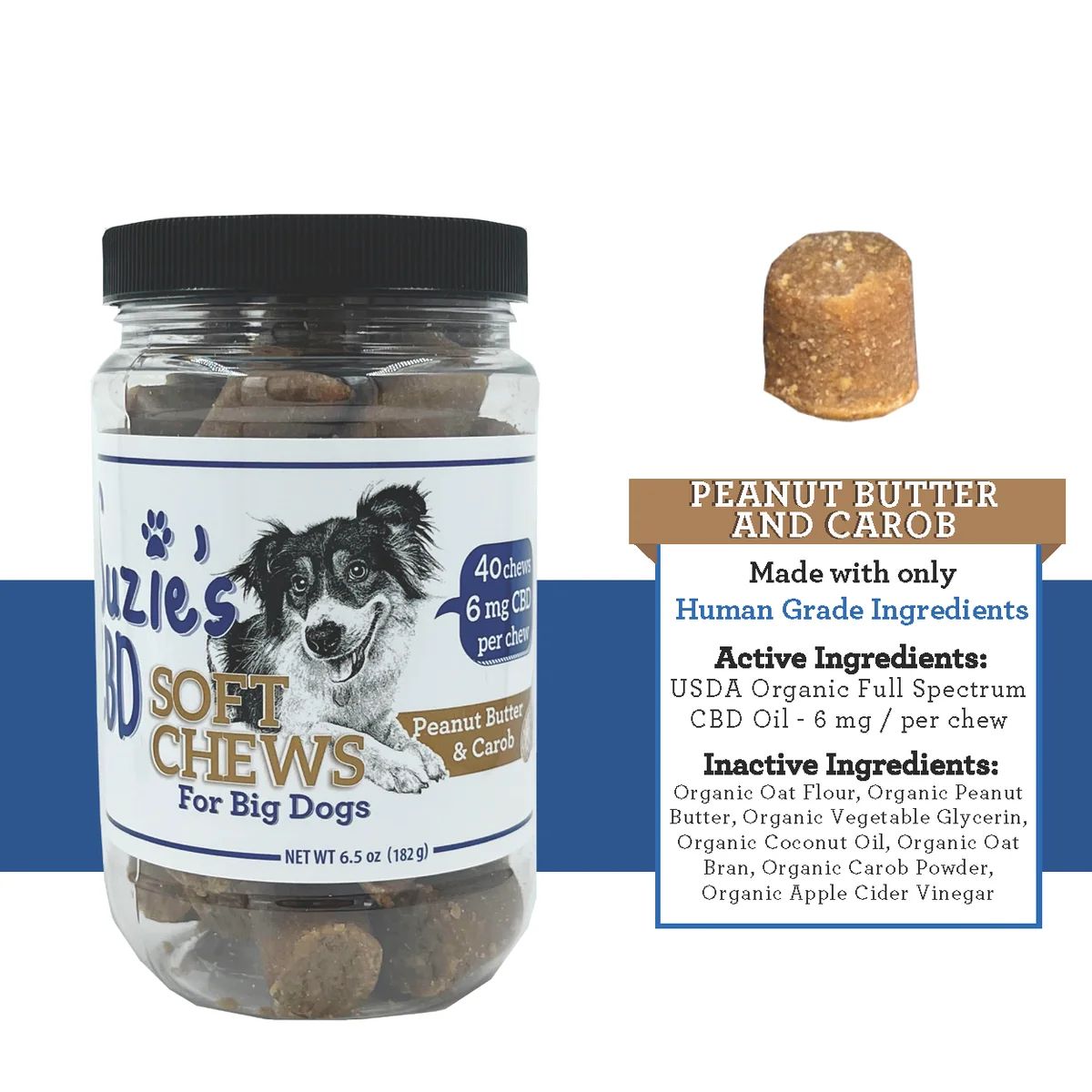 Suzie's CBD Peanut Butter & Carob Soft Chews 6mg 12oz