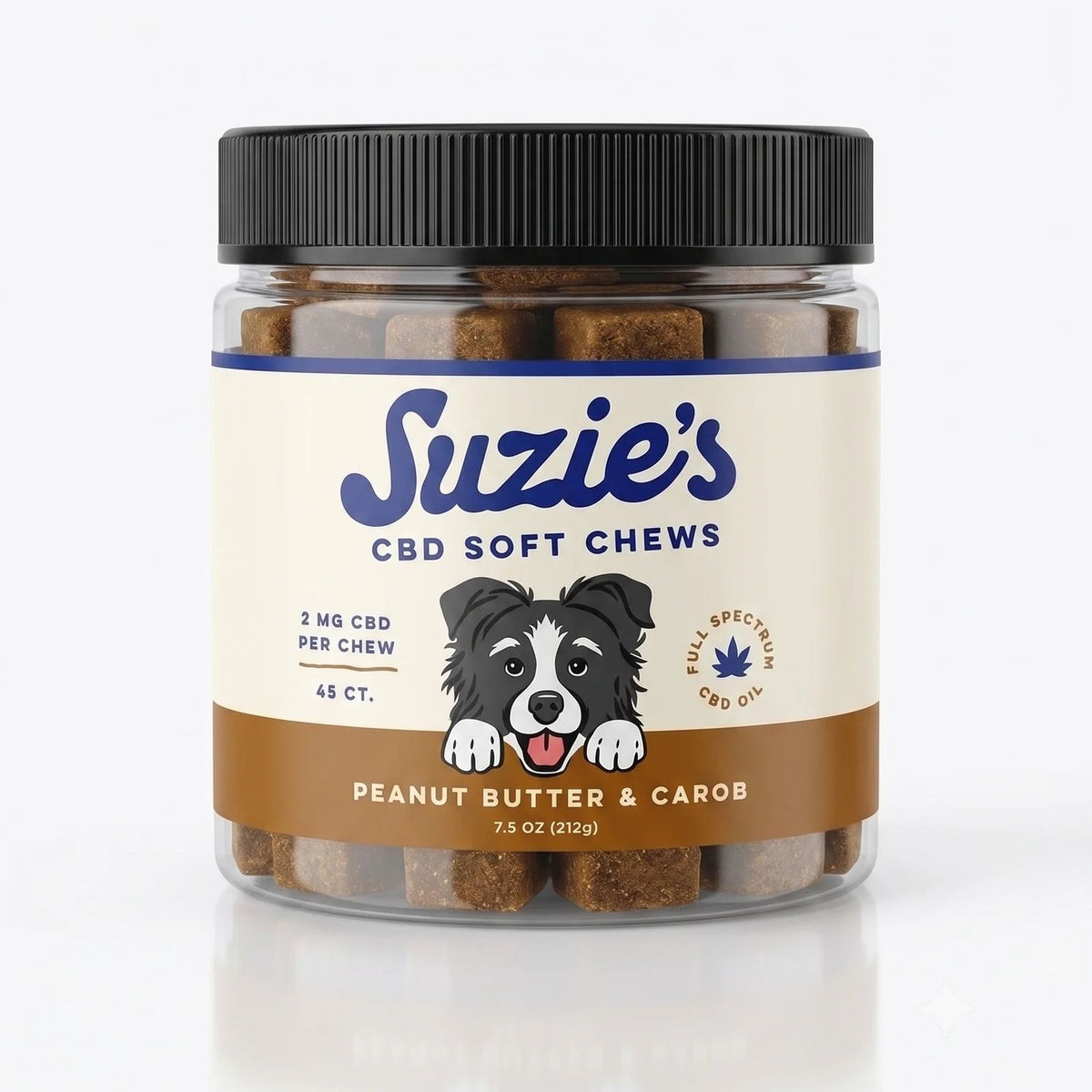 Suzie's CBD Peanut Butter & Carob Soft Chews 2mg 7.5oz
