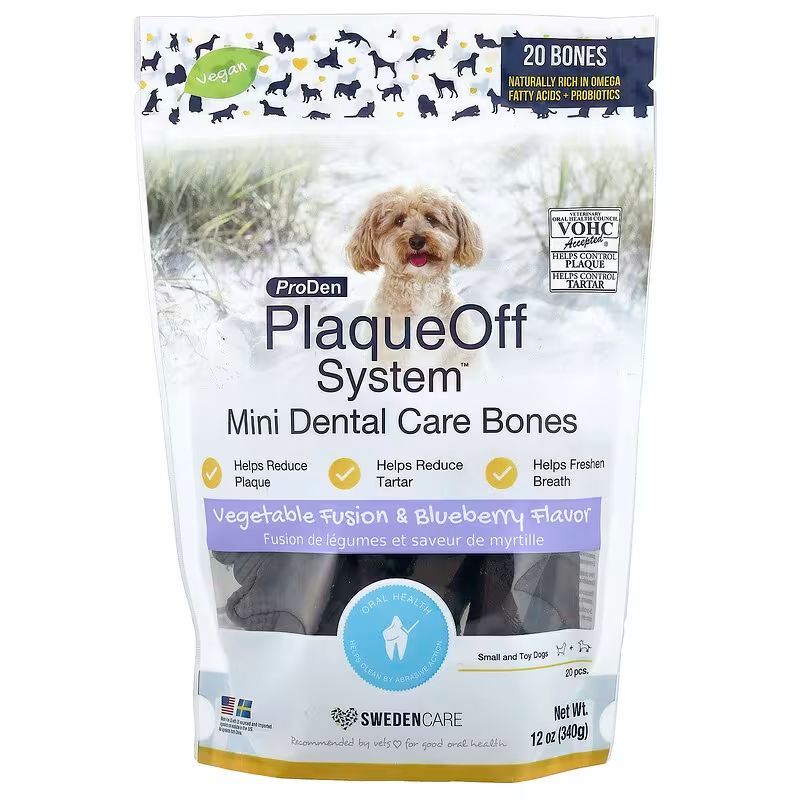 Plaque Off Mini Dental Bone Vegetable/Blueberry 12oz