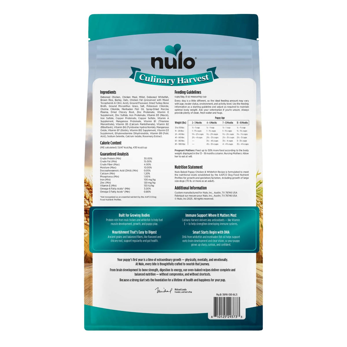 Nulo Dog CUL Harvest Puppy Chicken 10 lb