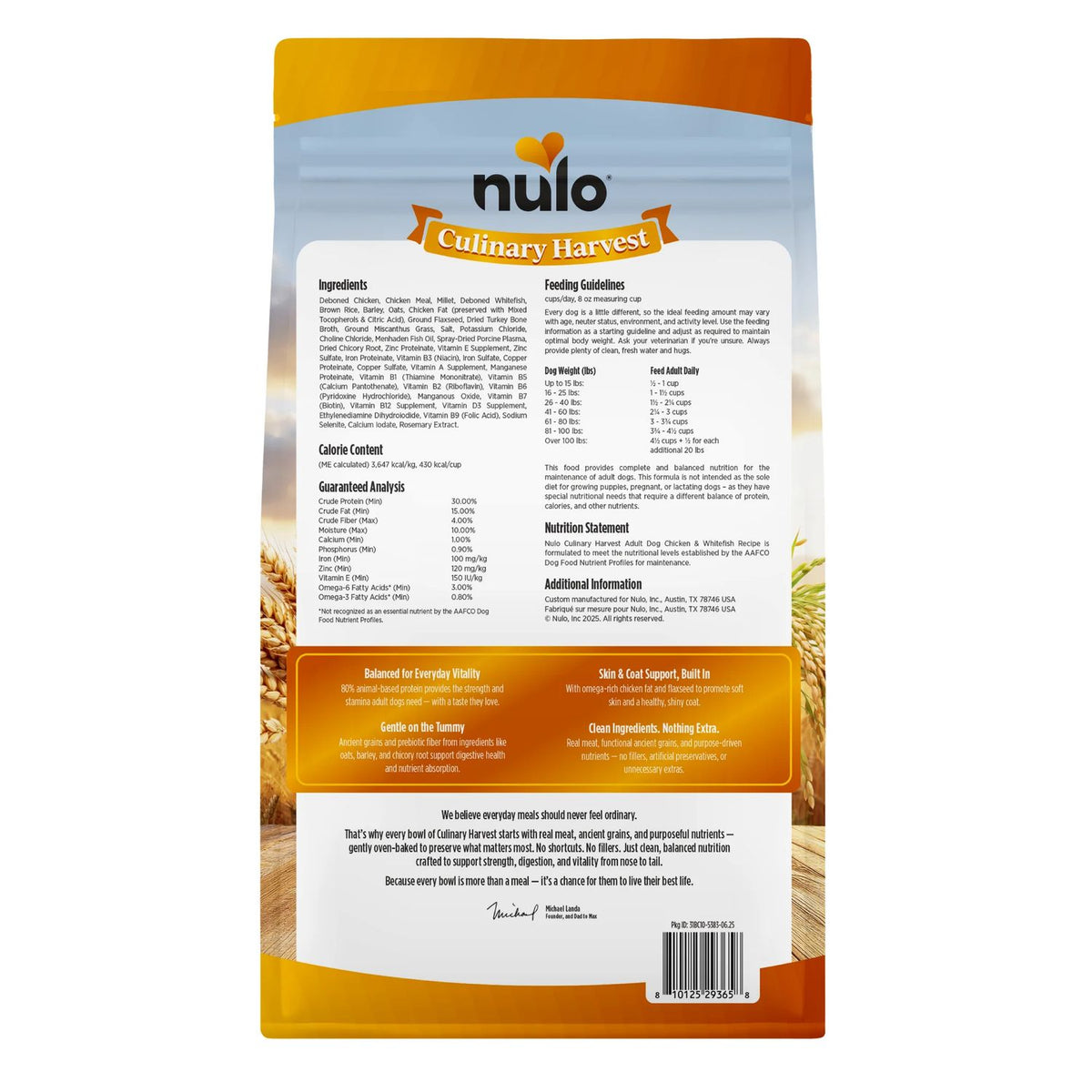 Nulo Dog CUL Harvest Chicken Whitefish 10 lb