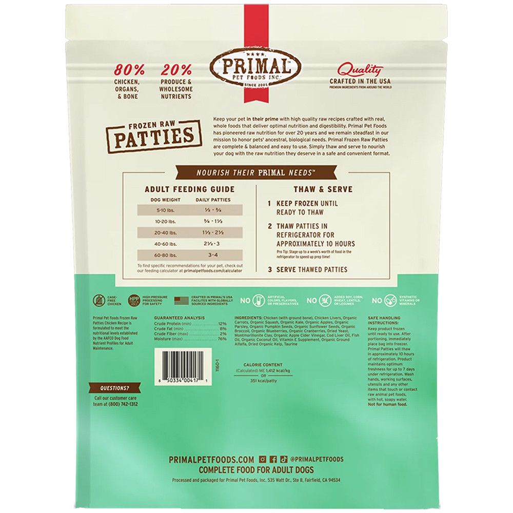 Primal Dog Food PAT Chicken 18 lb