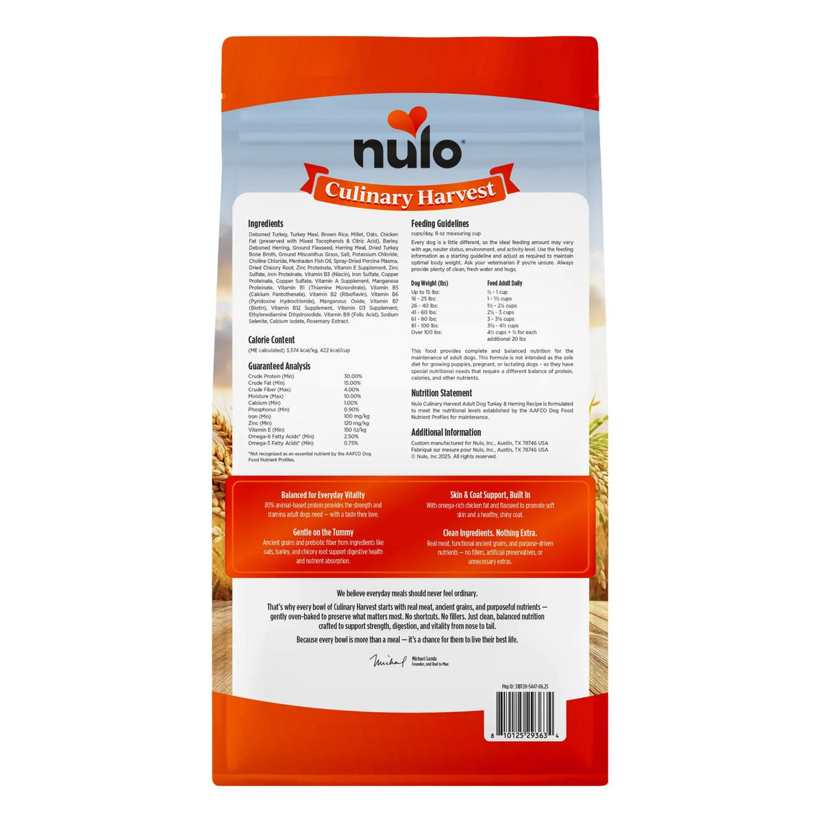 Nulo Dog CUL Harvest Turkey HERNG 20 lb