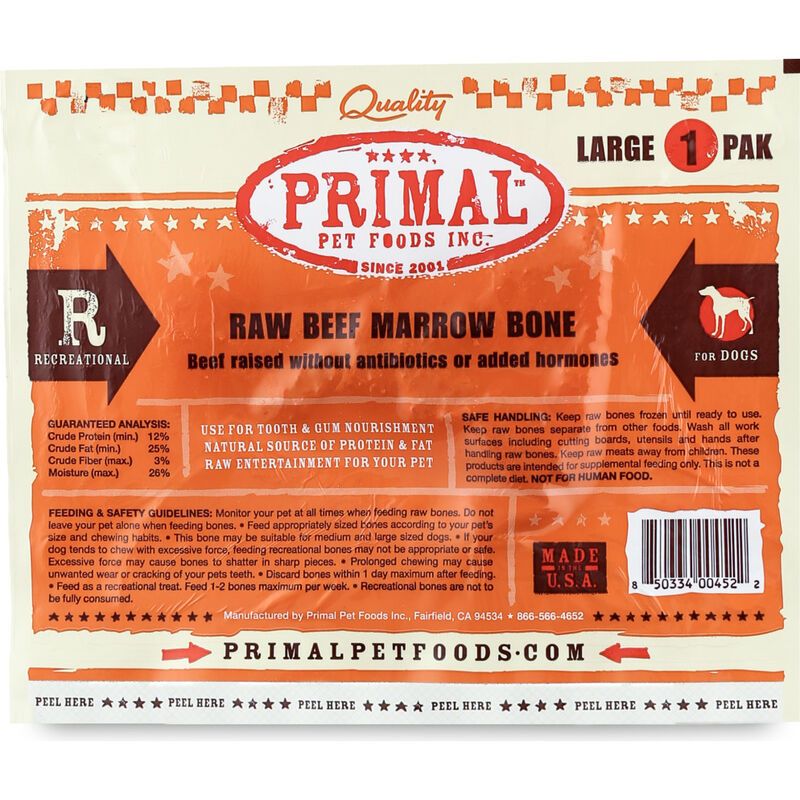 Primal Dog Food Bone MRW Beef LG 1 Count