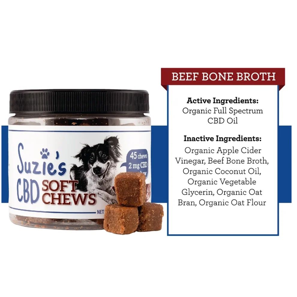 Suzie's CBD Beef Bone Broth Soft Chews 6mg 12oz