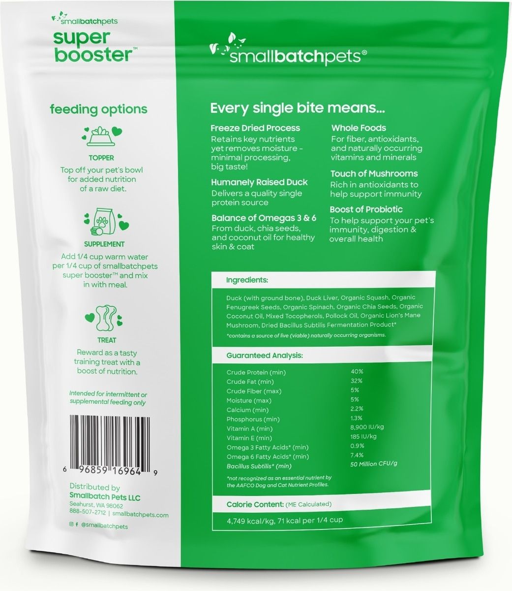 Small Batch Freeze Dried Super Boosters Duck 7 oz