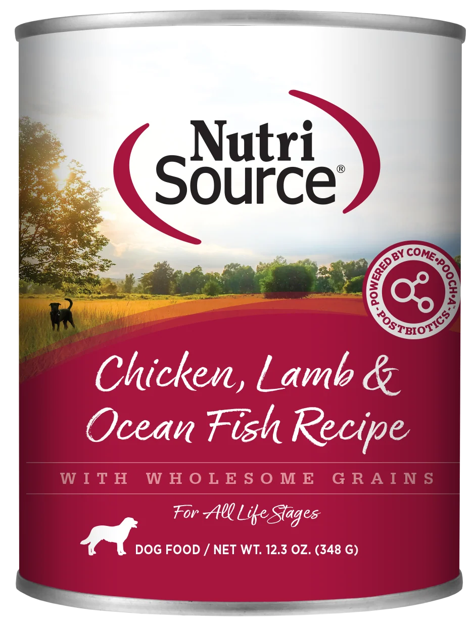 NutriSource Chicken, Lamb & Ocean Fish Dog Food Cans  12 / 12.3 oz