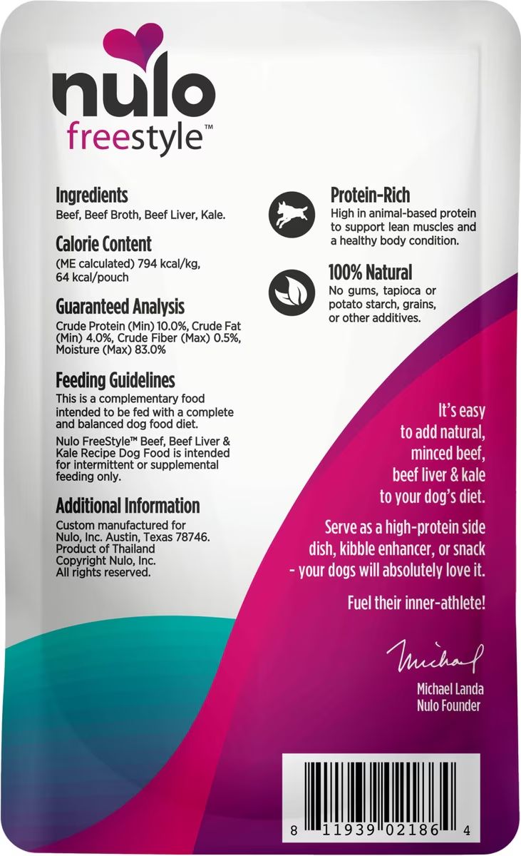 Nulo FSTYL Dog Grain Free Beef Beef LVR KALE 2.8 oz