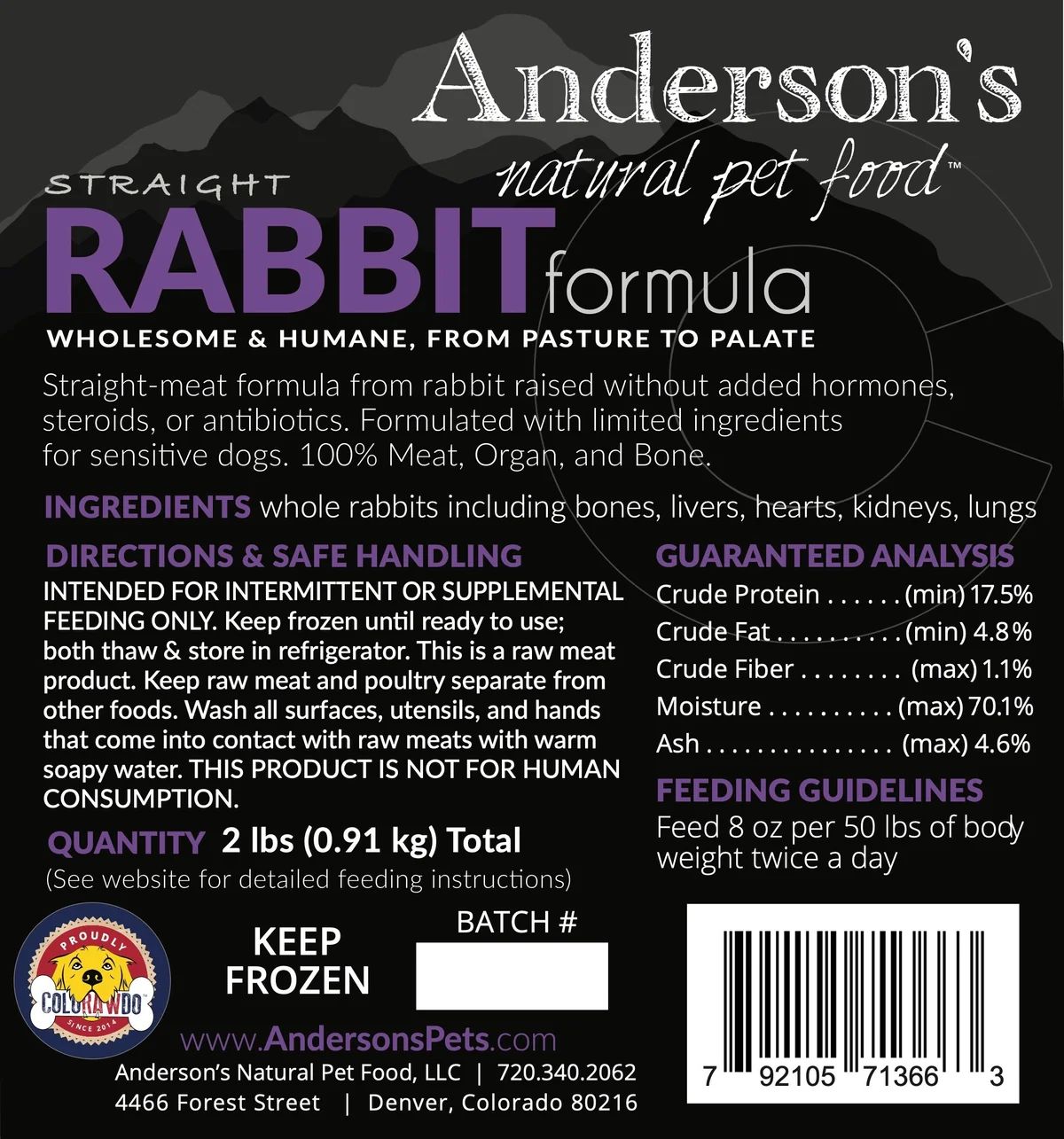 ColoRAWdo Straight Rabbit Only - 2lb