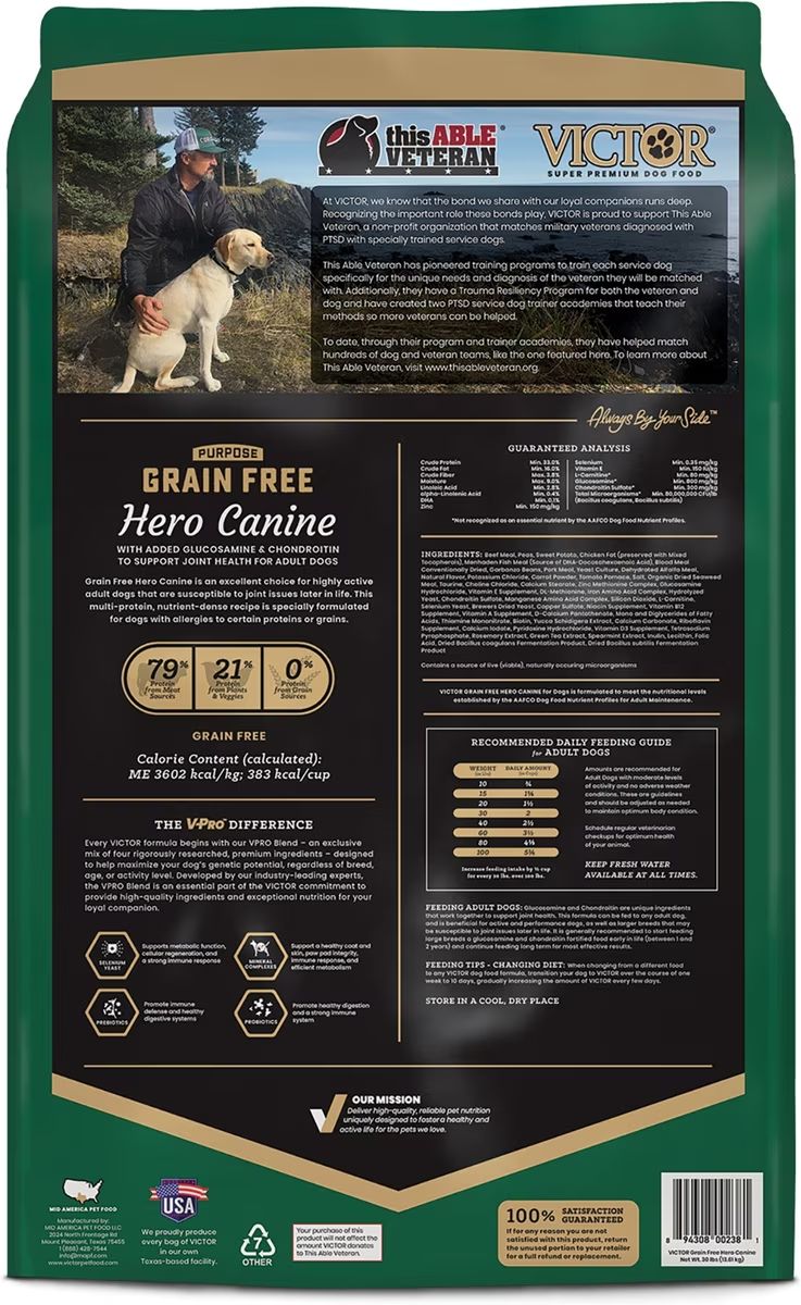 Victor Grain Free Hero Canine 30lb