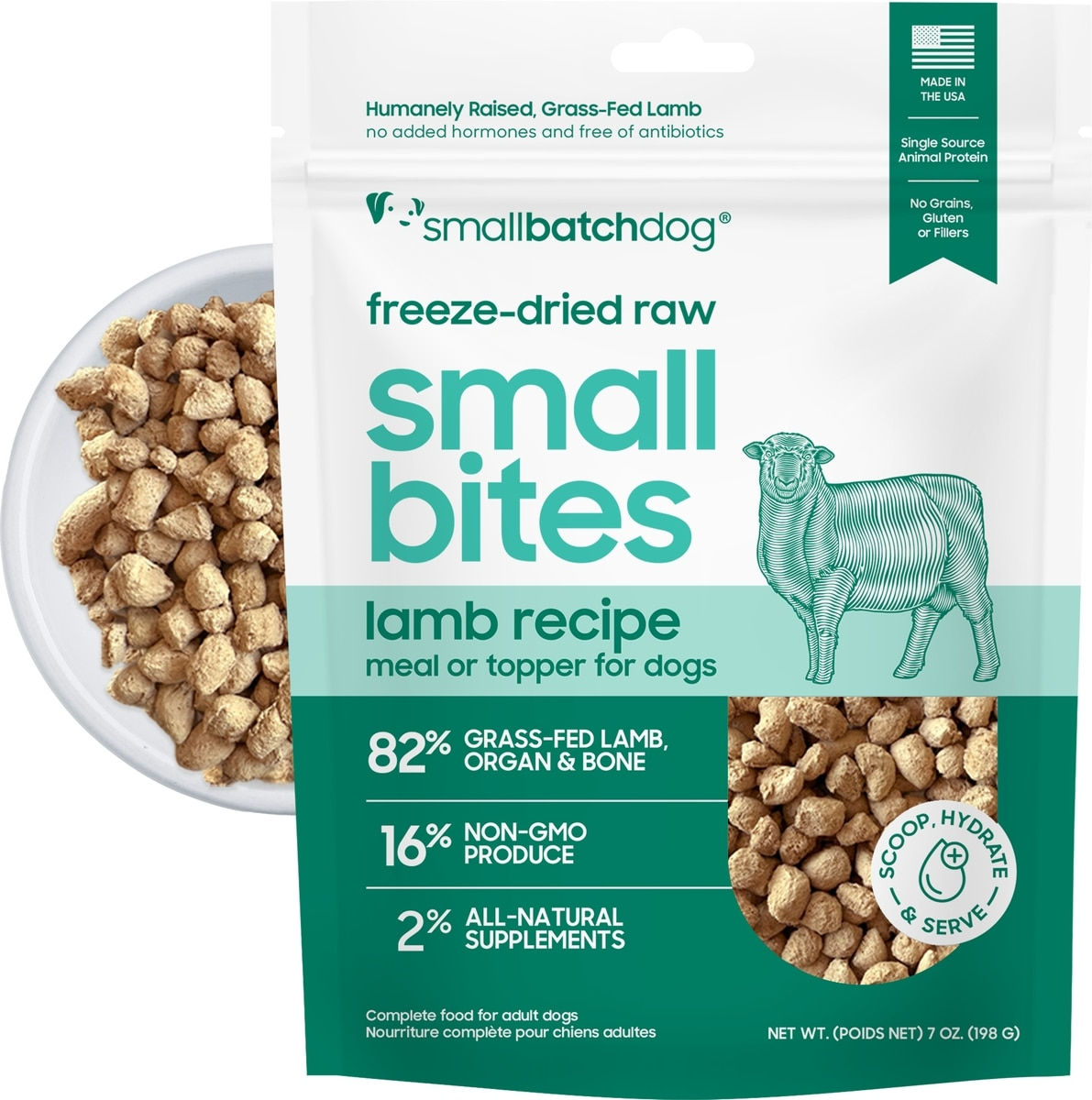 Small Batch Dry Freeze Dried Lamb Small Bites 7oz