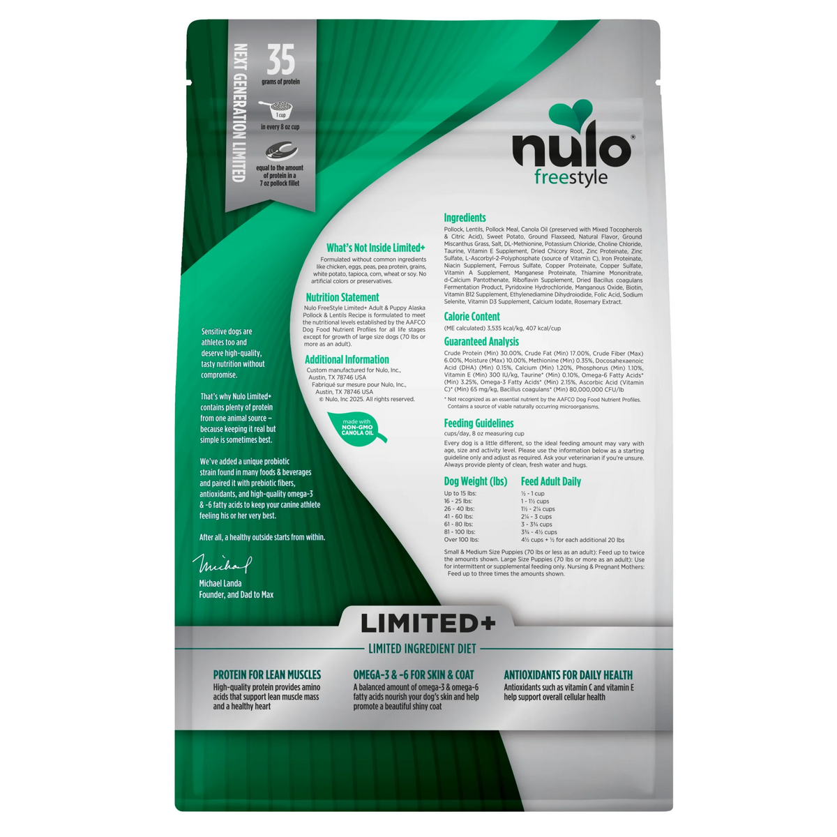 Nulo freestyle Puppy & Adult Grain Free Limited+ Alaska Polluck & Lentils